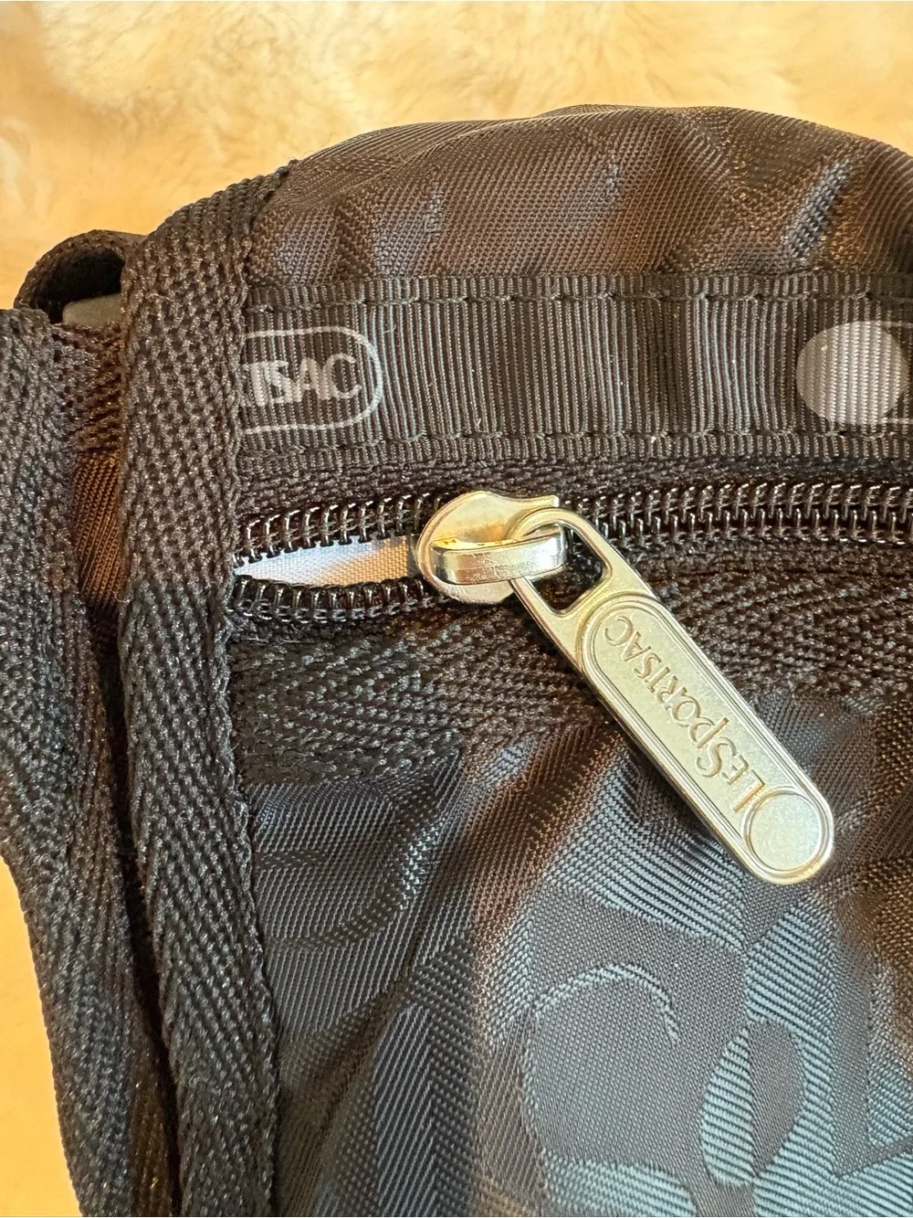 NWT Lesportsac Ryan monogram jacquard Black Nylon Crossbody Bag